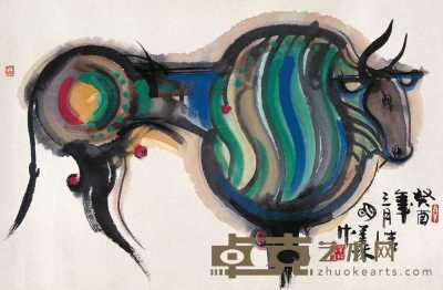 韩美林 1993年作 牛 镜心 68×45cm